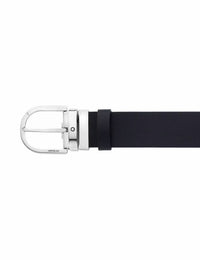 حزام جلدي قابل للعكس من Montblanc بطباعة مشبك حدوة الحصان باللون الأسود/mosto مقاس 35 مم