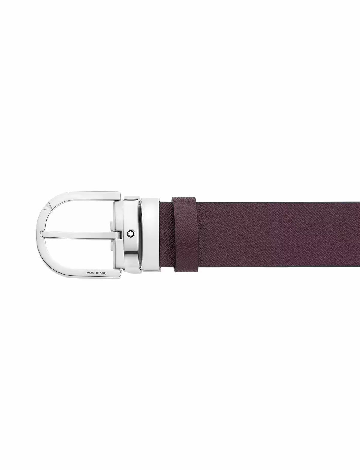 حزام جلدي قابل للعكس من Montblanc بطباعة مشبك حدوة الحصان باللون الأسود/mosto مقاس 35 مم