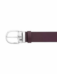 حزام جلدي قابل للعكس من Montblanc بطباعة مشبك حدوة الحصان باللون الأسود/mosto مقاس 35 مم