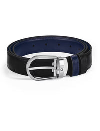 Montblanc Horseshoe Buckle Black/Ink blue 30 mm Reversible Leather Belt