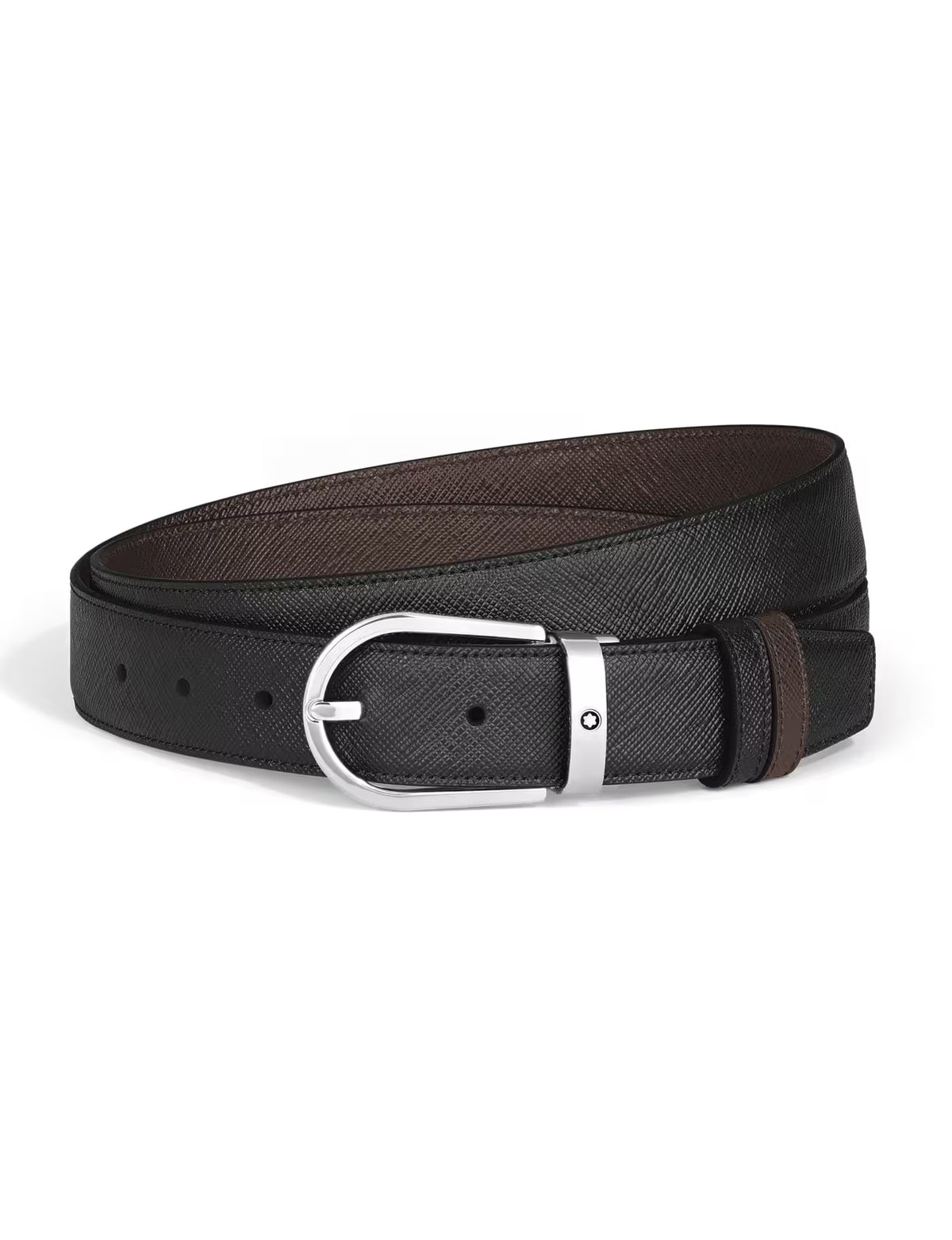 Montblanc Horseshoe 30 mm Reversible Belt in Sartorial Leather Black/Brown