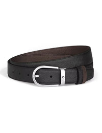 Montblanc Horseshoe 30 mm Reversible Belt in Sartorial Leather Black/Brown