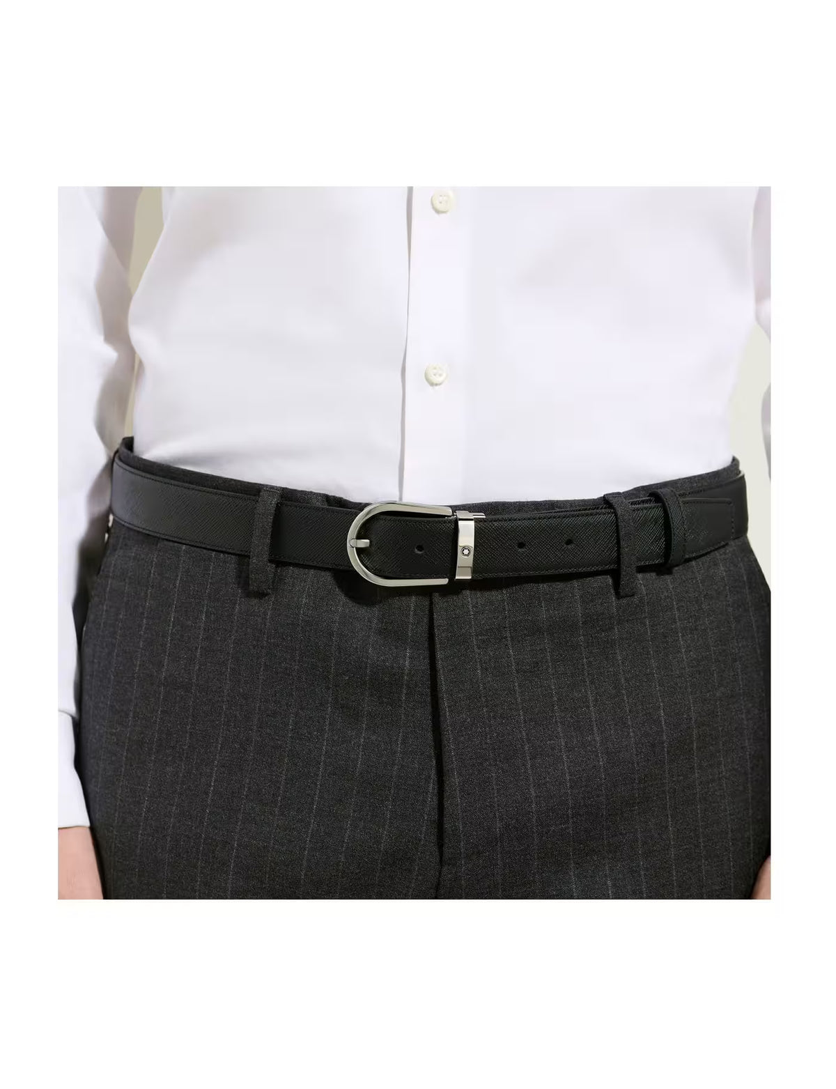 Montblanc Horseshoe 30 mm Reversible Belt in Sartorial Leather Black/Brown