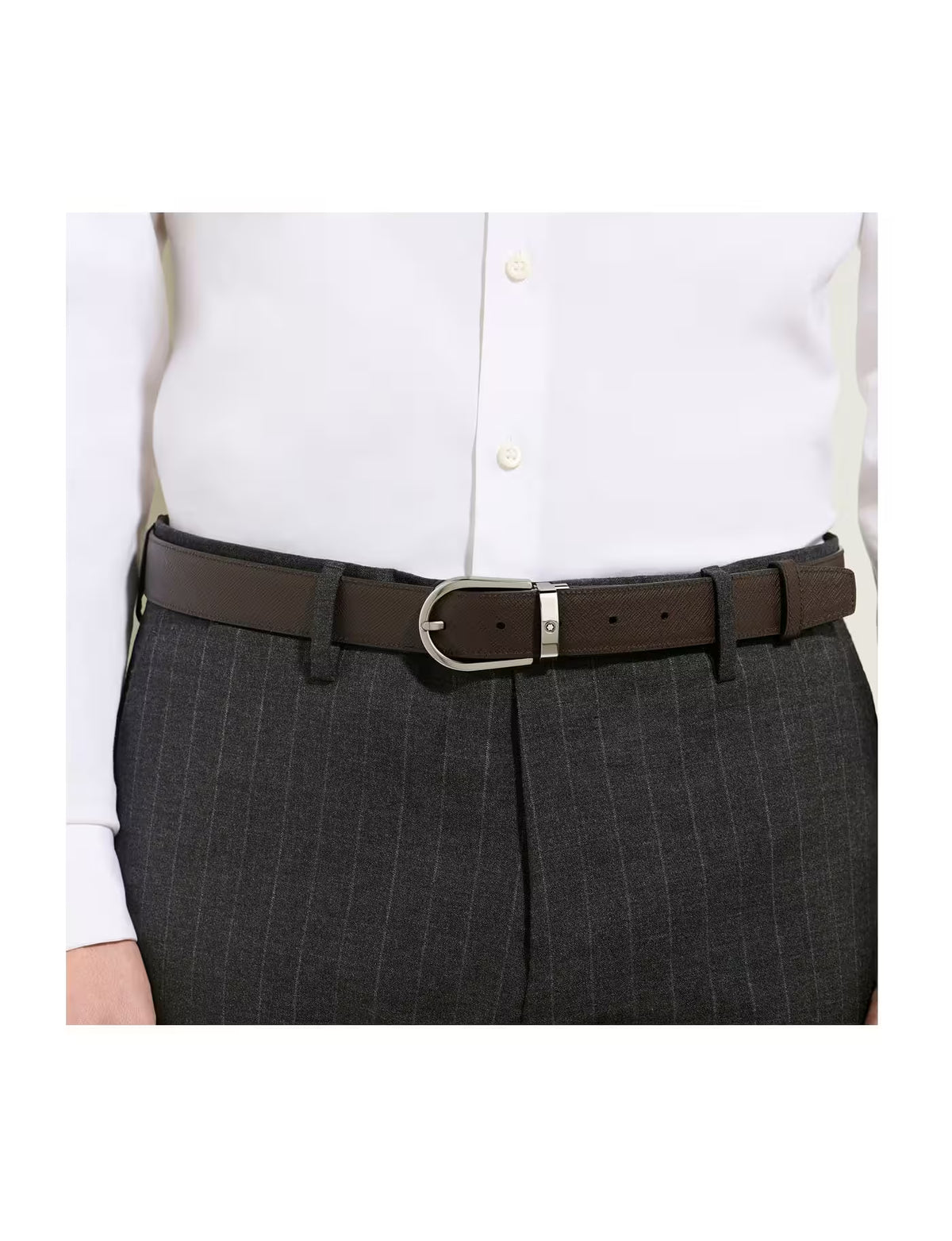 Montblanc Horseshoe 30 mm Reversible Belt in Sartorial Leather Black/Brown
