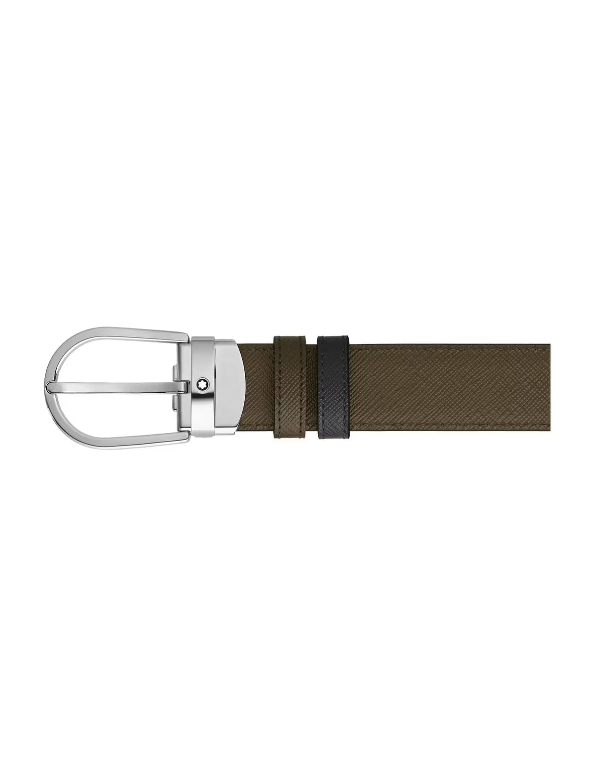 Montblanc Horseshoe 30 mm Reversible Belt in Sartorial Leather Black/Olive Green