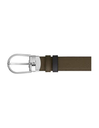 Montblanc Horseshoe 30 mm Reversible Belt in Sartorial Leather Black/Olive Green