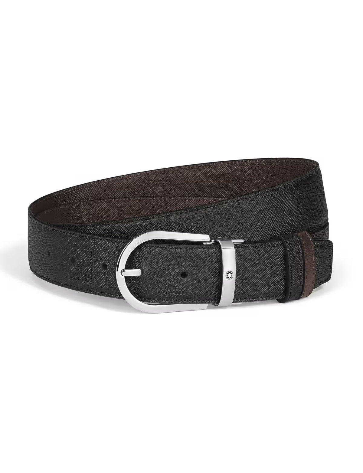 Montblanc Horseshoe 35 mm Reversible Belt in Sartorial Leather Black/Brown