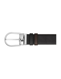 Montblanc Horseshoe 35 mm Reversible Belt in Sartorial Leather Black/Brown