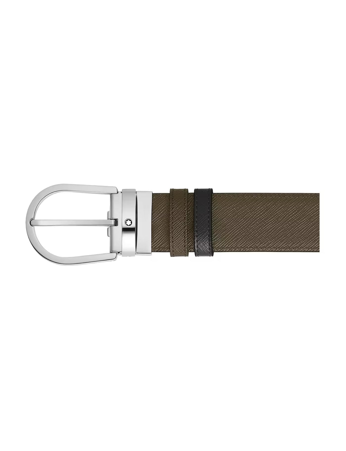 Montblanc Horseshoe 35 mm Reversible Belt in Sartorial Leather Black/Khaki