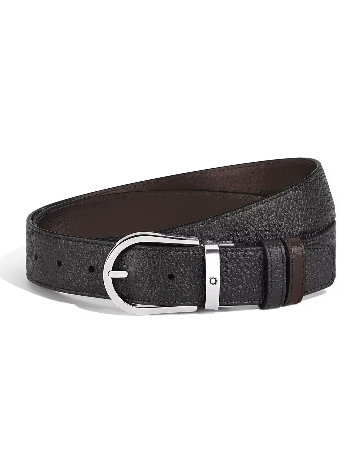 Montblanc Horseshoe 35 mm Reversible Belt in Grained Leather Black/Brown