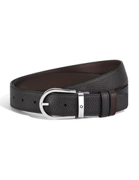 Montblanc Horseshoe 35 mm Reversible Belt in Grained Leather Black/Brown