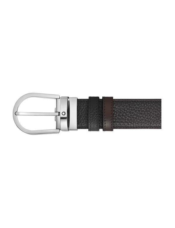Montblanc Horseshoe 35 mm Reversible Belt in Grained Leather Black/Brown