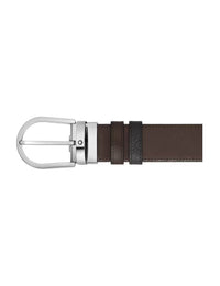 Montblanc Horseshoe 35 mm Reversible Belt in Grained Leather Black/Brown
