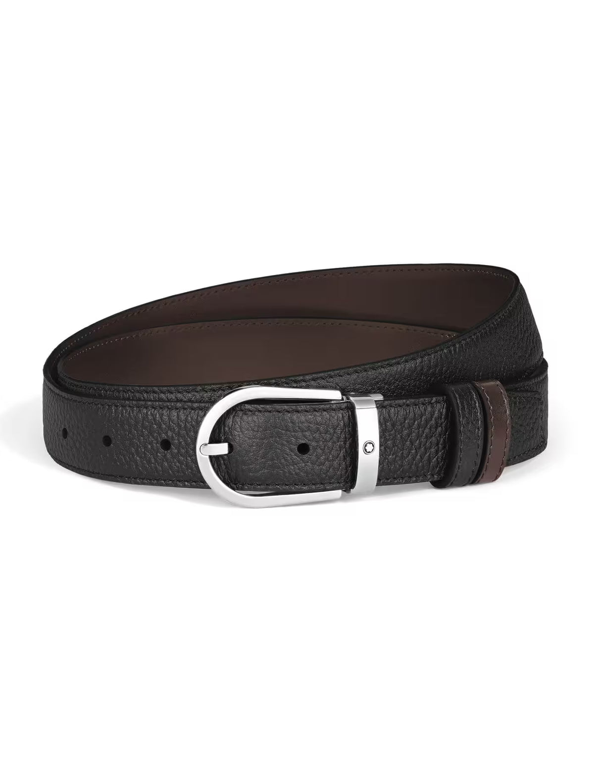 Montblanc Horseshoe 30 mm Reversible Belt in Grained Leather Black/Brown