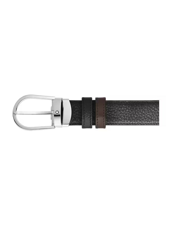 Montblanc Horseshoe 30 mm Reversible Belt in Grained Leather Black/Brown