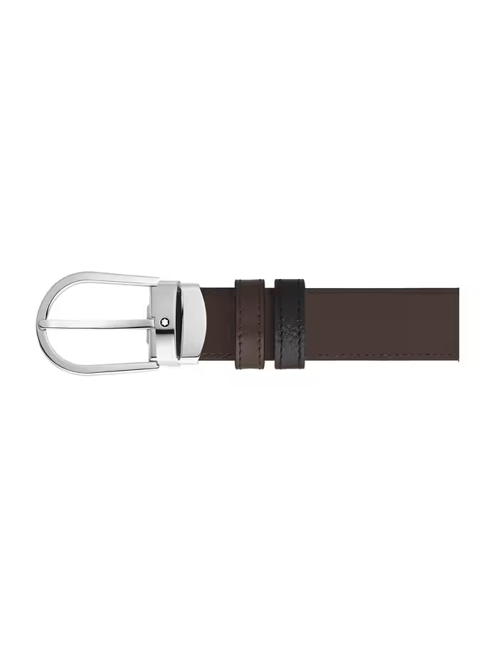 Montblanc Horseshoe 30 mm Reversible Belt in Grained Leather Black/Brown