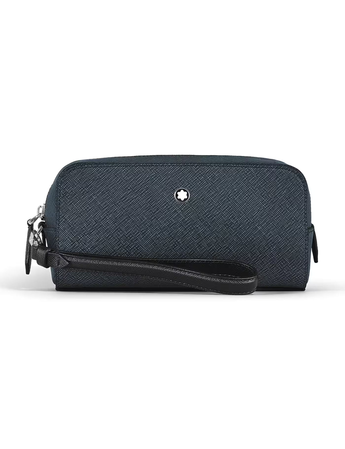 Montblanc Small Toiletry Clutch Bag in Sartorial Leather Tweed Blue