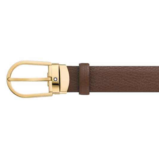حزام جلدي من Montblanc بقفل حدوة الحصان بني مقاس 30 مم