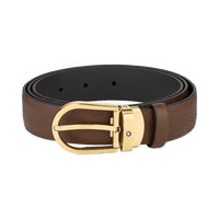 حزام جلدي من Montblanc بقفل حدوة الحصان بني مقاس 30 مم