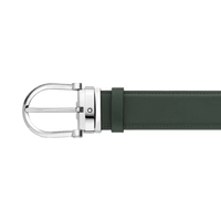 حزام جلدي قابل للعكس من Montblanc Horseshoe باللون الأخضر/البني مقاس 35 مم