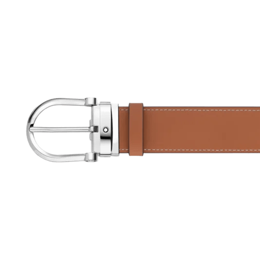 حزام جلدي قابل للعكس من Montblanc Horseshoe باللون الأخضر/البني مقاس 35 مم