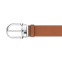 حزام جلدي قابل للعكس من Montblanc Horseshoe باللون الأخضر/البني مقاس 35 مم
