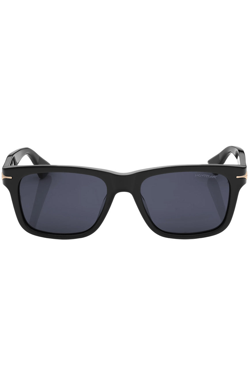 Montblanc Rectangular Sunglasses with Black Coloured Acetate Frame