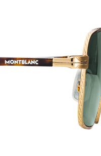 Montblanc Rectangular Gold Frame Sunglasses