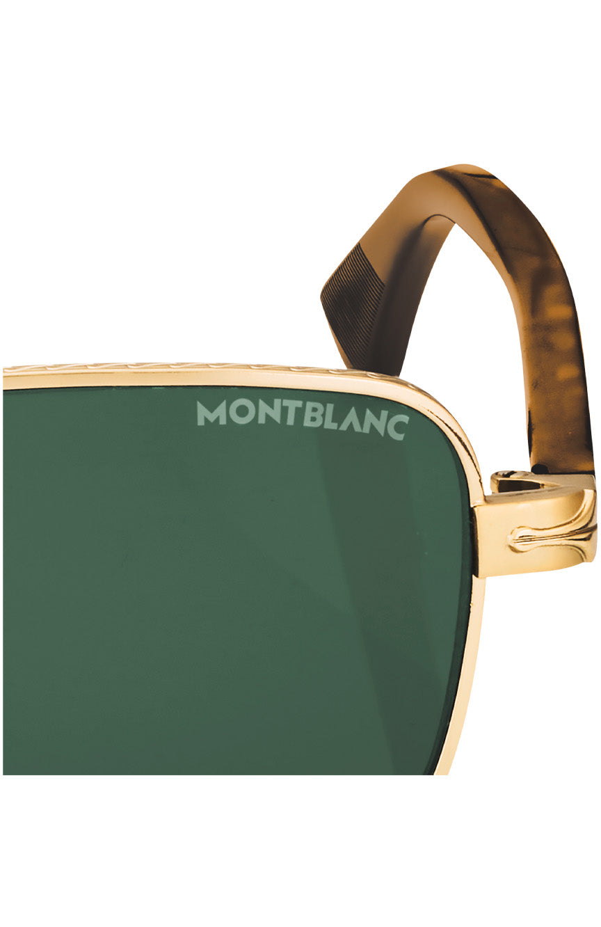Montblanc Rectangular Gold Frame Sunglasses