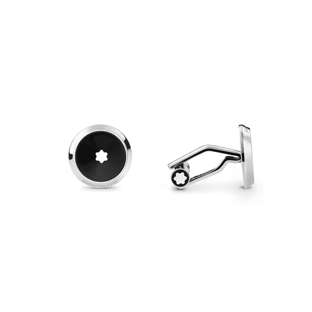 Montblanc Cufflinks round steel resin snowcap