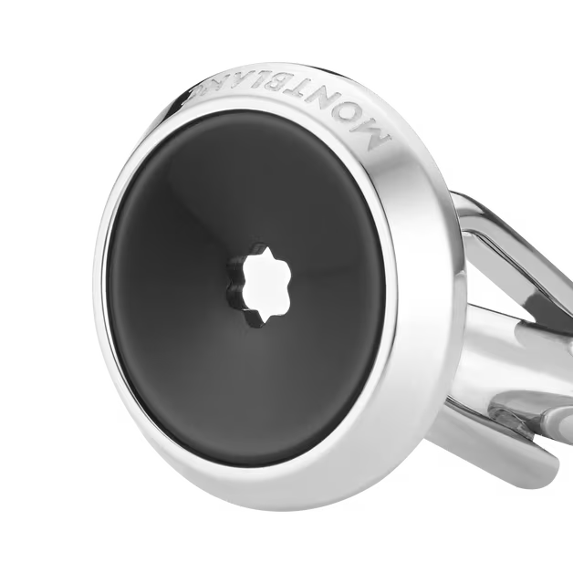 Montblanc Cufflinks round steel resin snowcap