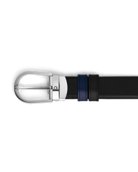 Montblanc Horseshoe Buckle Black/Ink blue 30 mm Reversible Leather Belt