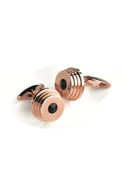 Montegrappa Stairway Cufflinks RG Color Black Crystal