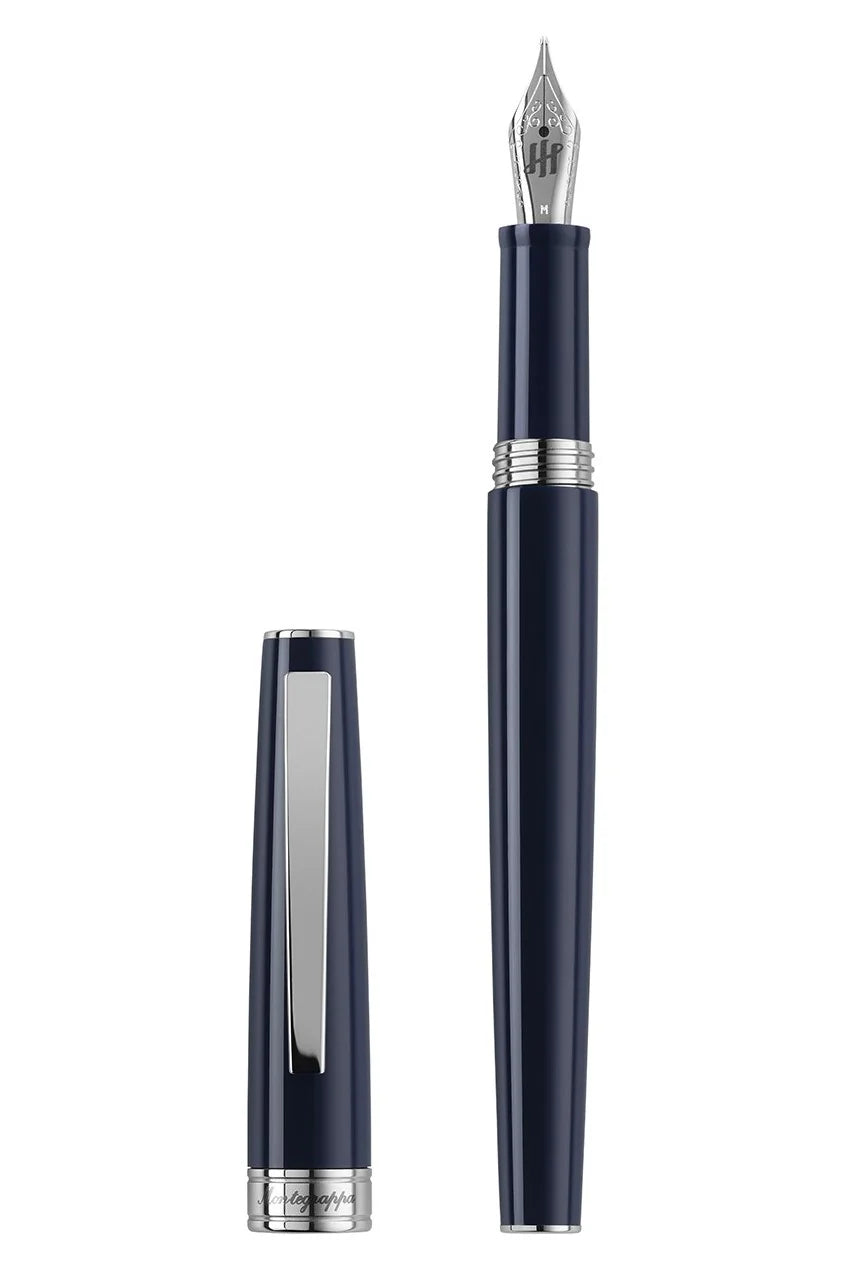 Montegrappa Armonia Fountain Pen, Steel, Dark Blue Medium
