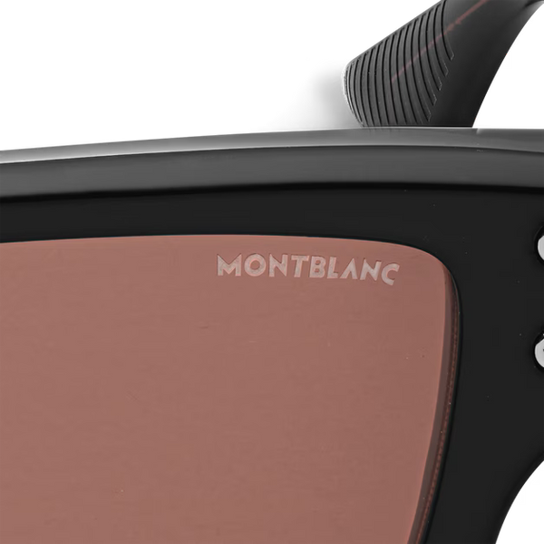 Montblanc Rectangular Sunglasses With Black Acetate Frame