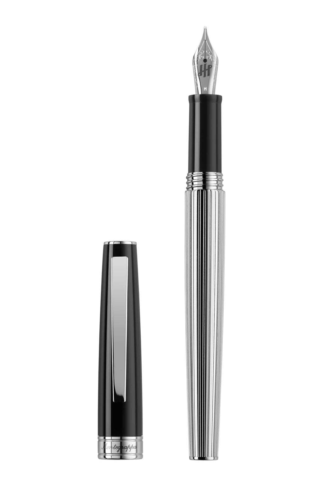 Montegrappa Armonia Duetto Fountain Pen, Steel, Black Medium