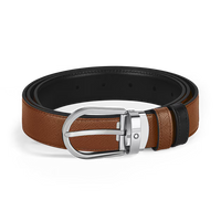 Montblanc Horseshoe 30 mm Reversible Belt in Sartorial Leather Black/Brown