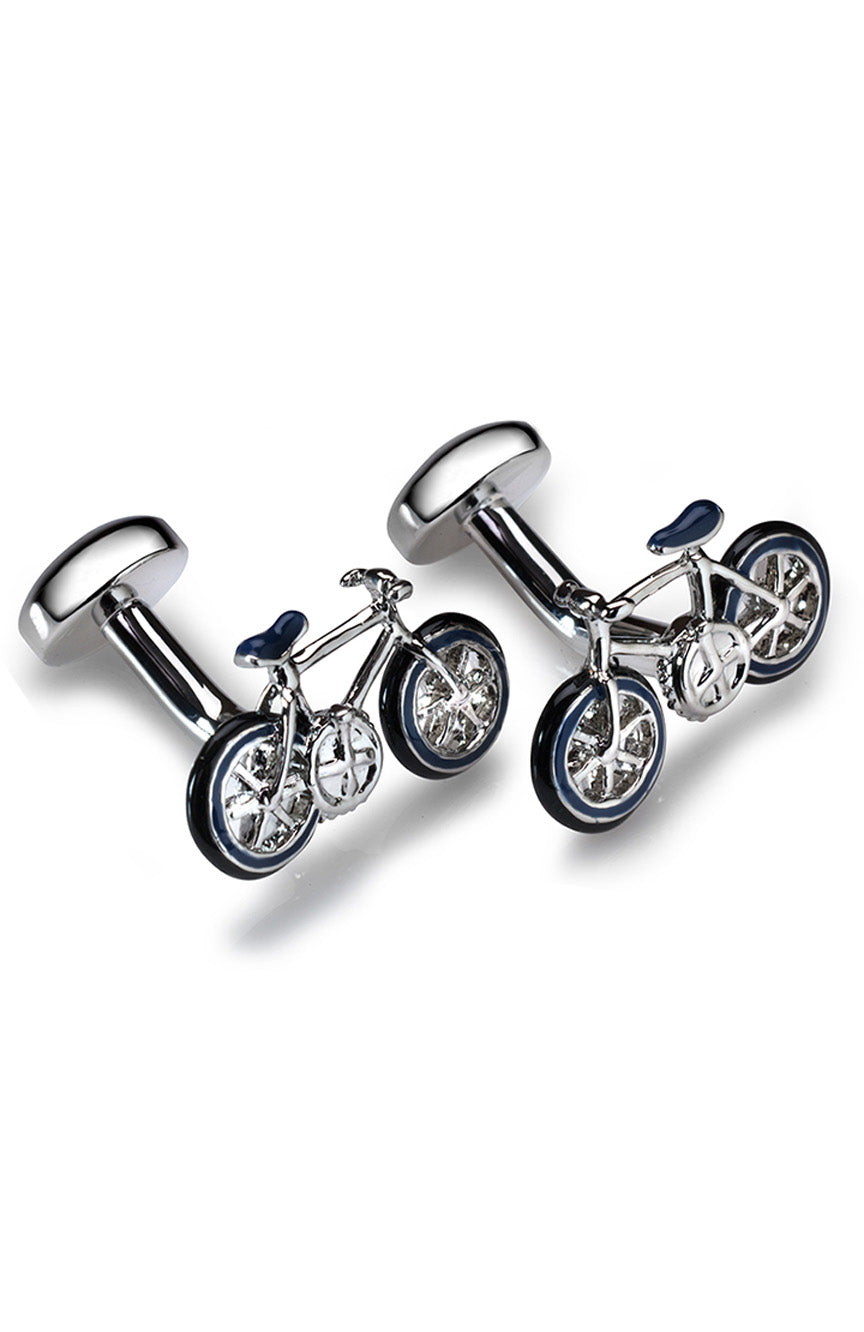 Babette Wasserman Bicycle Cufflinks Blue Base Metal Enamel