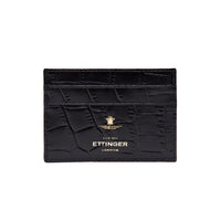 Ettinger Croco Flat Credit Card Case Ebony