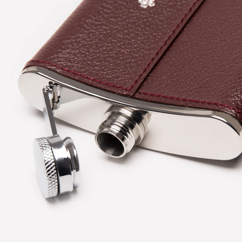 Ettinger Capra 4Oz Captive Top Hip Flask Bordeaux
