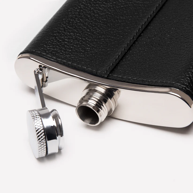 Ettinger Capra 6Oz Captive Top Flask W. Funnel Black