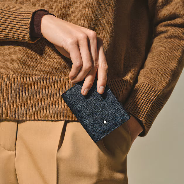 MONTBLANC Sartorial card holder 4cc Tweed Blue