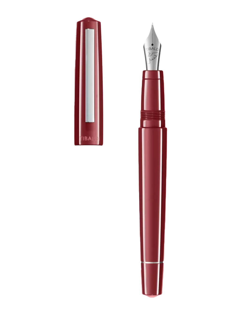 Tibaldi Deep Red Resin Fountain Pen With Stainless Steel Trim BB Nib