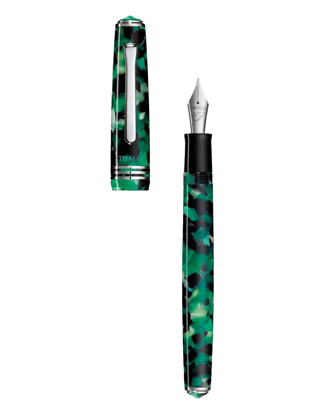 Tibaldi Emerald Green Resin fountain pen with palladium trim