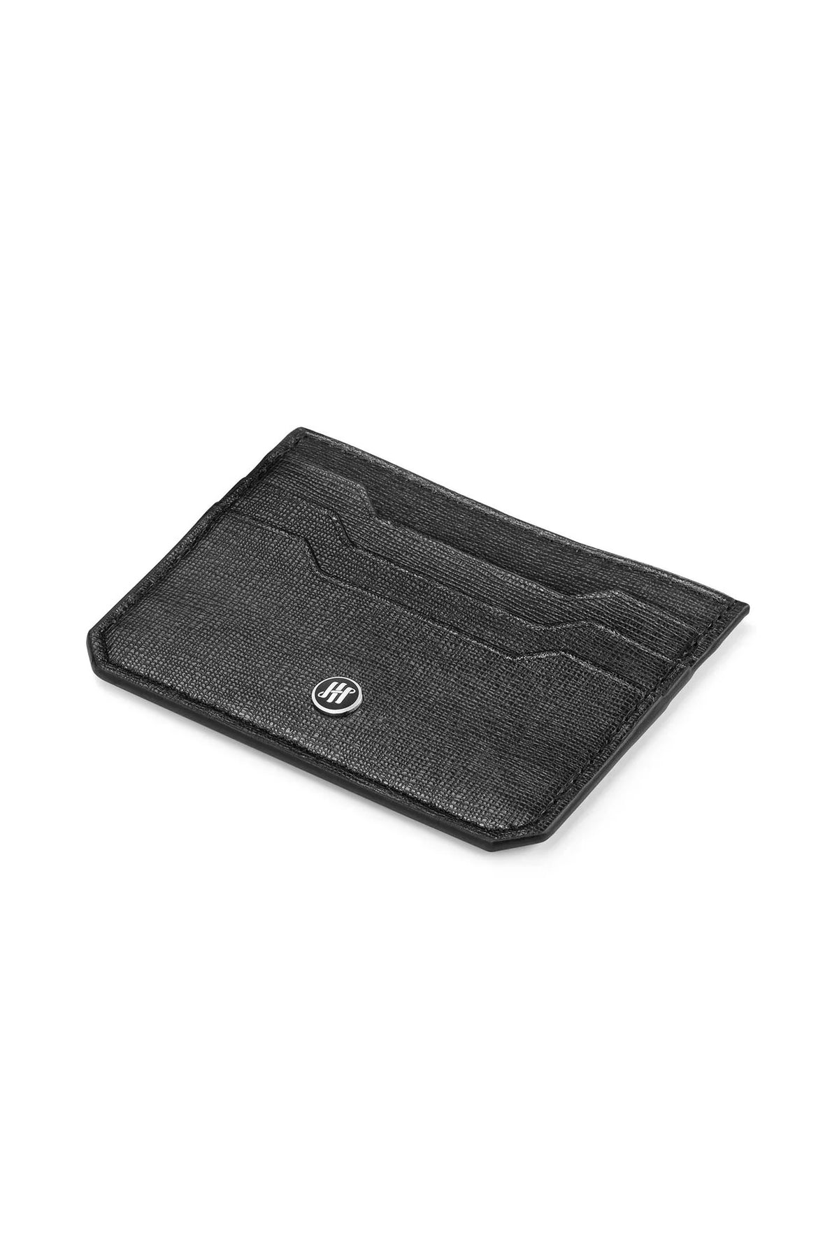 Montegrappa Small Credit Card Holder, 3+3 CC, Black Saffiano