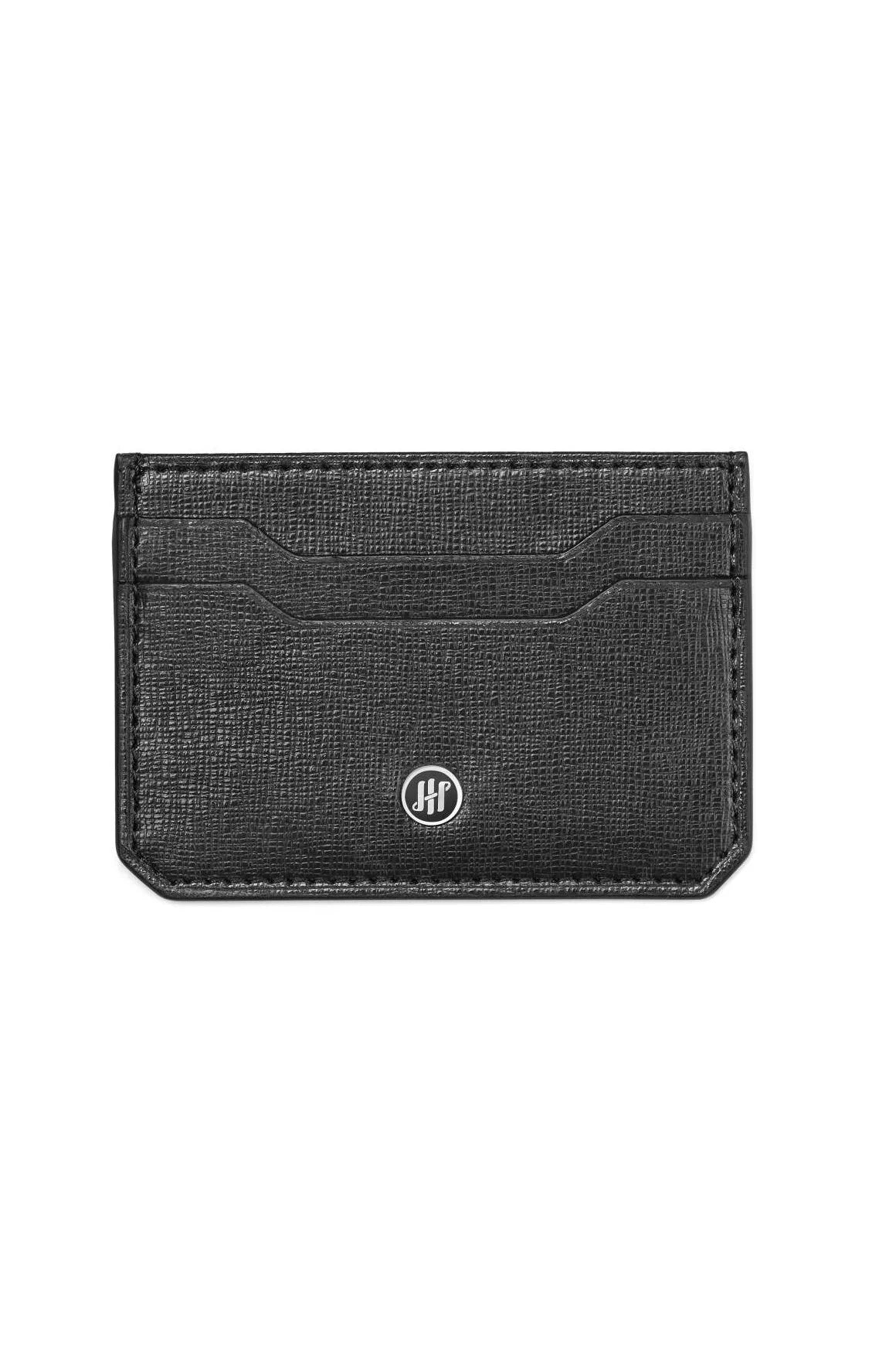 Montegrappa Small Credit Card Holder, 2+2 CC, Black Saffiano