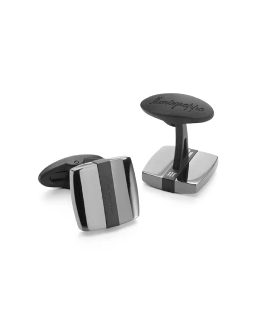Montegrappa Quadro Cufflinks, IP Gun Metal & IP Black