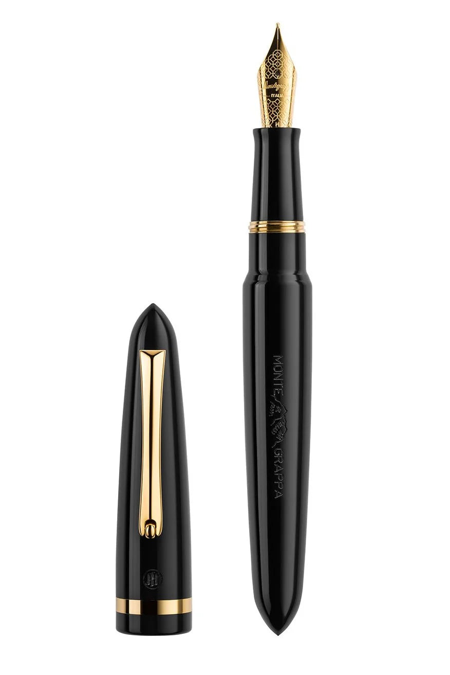 Montegrappa Venetia Fountain Pen, Black, Steel nib Medium