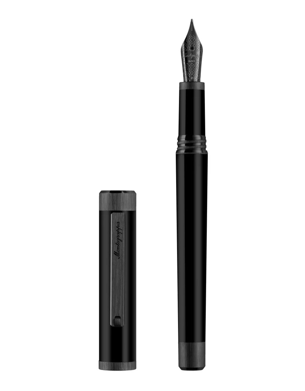 Montegrappa Zero Fountain Pen, Ultra Black IP, Medium, Steel Nib