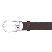 حزام جلدي قابل للعكس من Montblanc بإبزيم حدوة الحصان أسود/بني مقاس 30 مم من الفولاذ المقاوم للصدأ